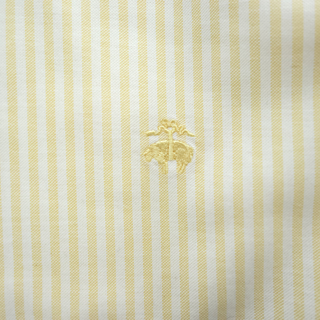 Brooks Brothers 長袖 ストライプ ボタンダウンシャツ M イエロー ワンポイントロゴ REGENT FIT ノンアイロン ストレッチ