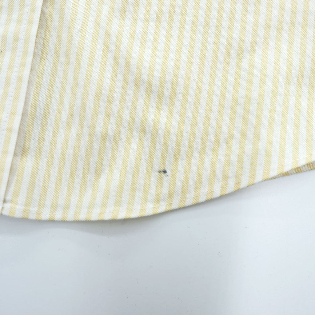 Brooks Brothers 長袖 ストライプ ボタンダウンシャツ M イエロー ワンポイントロゴ REGENT FIT ノンアイロン ストレッチ