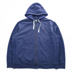 Polo Ralph Lauren リバースウィーブ ジップパーカー 2XL ブルー 裏起毛 ビッグサイズ スモールポニー ロゴ 刺繍