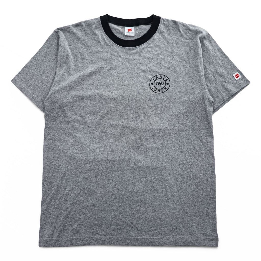 Hanes リンガー Tシャツ XL グレー ワンポイントロゴ All-American Comfort