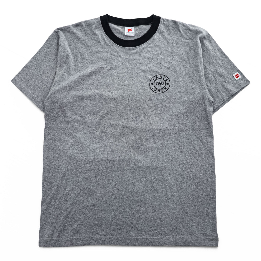 Hanes Ringer T-Shirt, Size XL, Gray, One-Point Logo, All-American Comfort