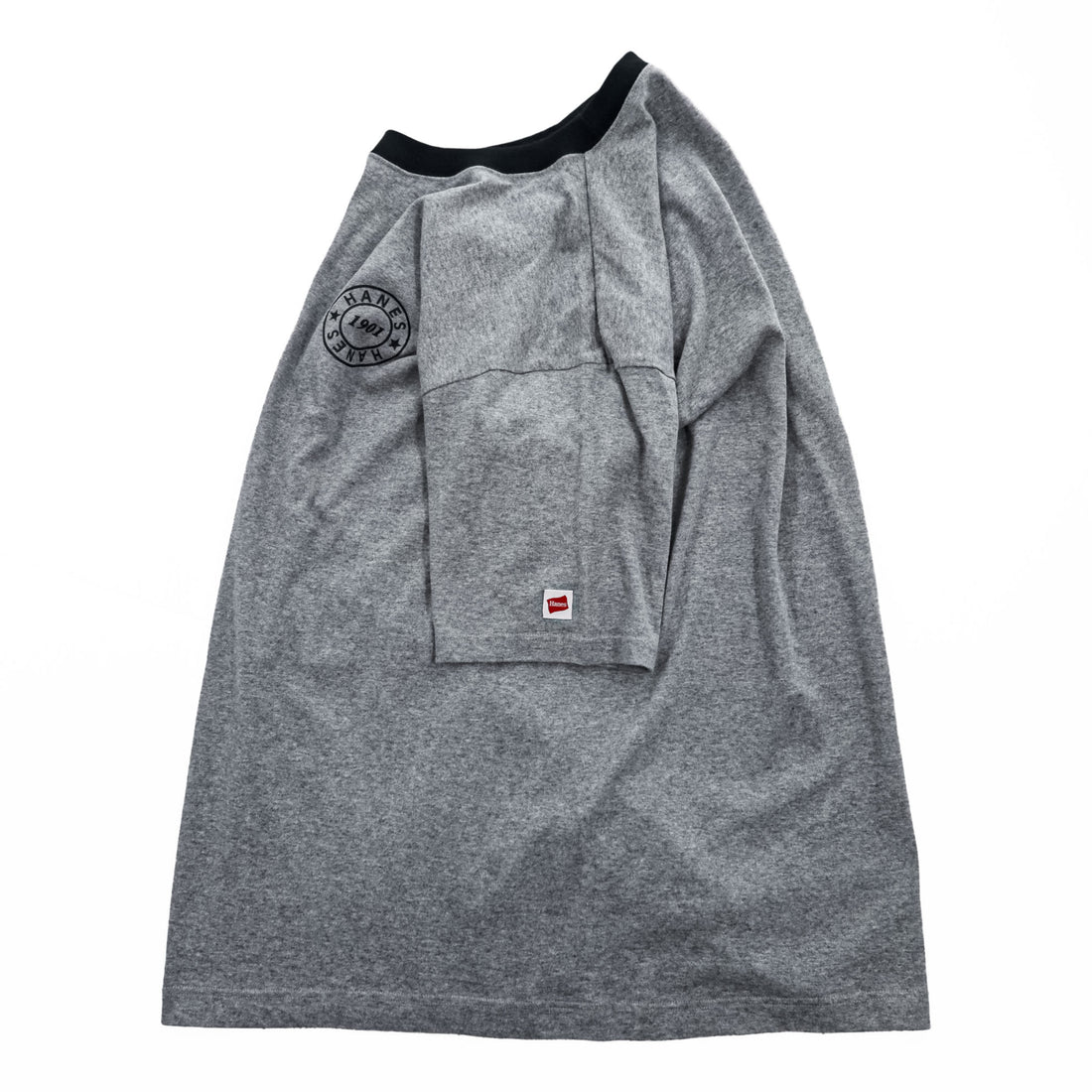 Hanes リンガー Tシャツ XL グレー ワンポイントロゴ All-American Comfort