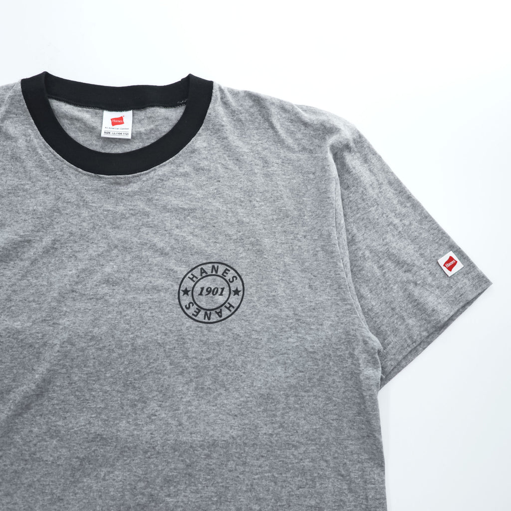 Hanes リンガー Tシャツ XL グレー ワンポイントロゴ All-American Comfort