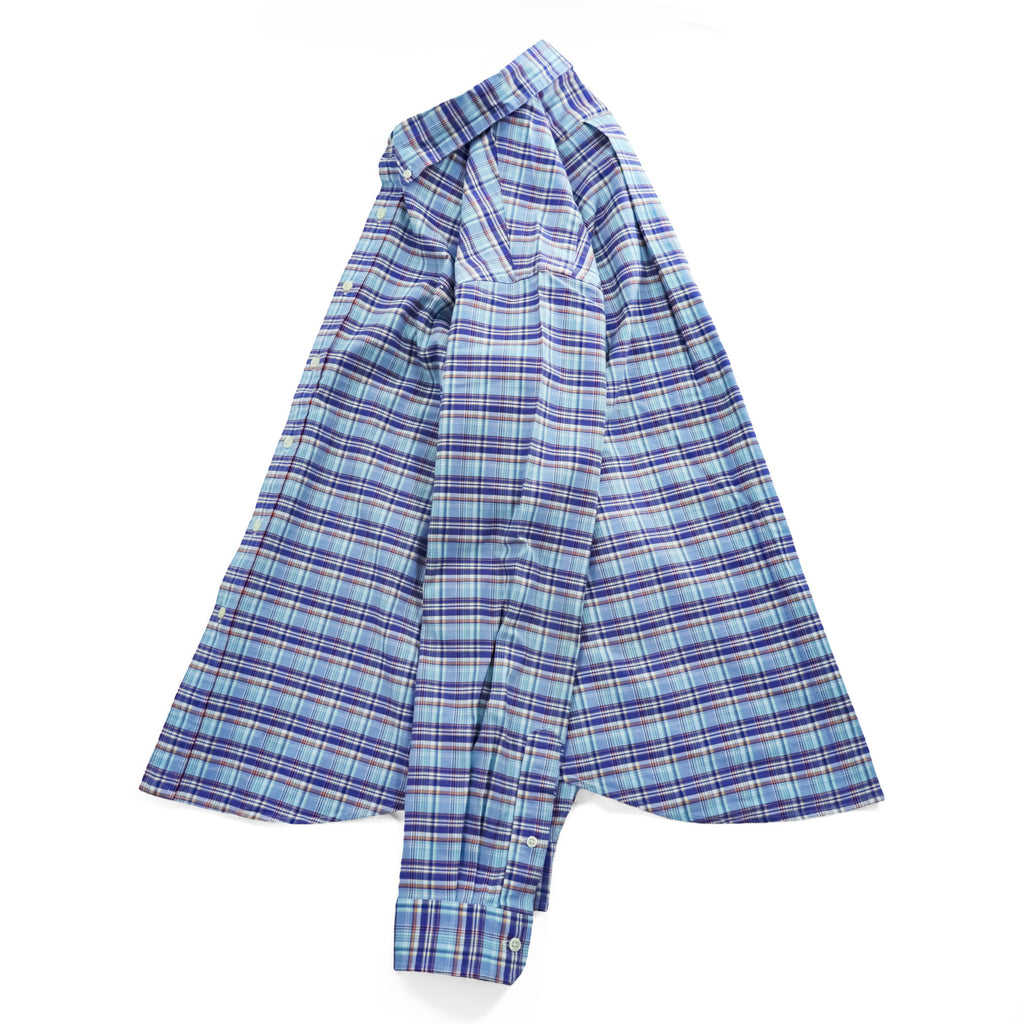 Ralph Lauren 長袖 ボタンダウンシャツ XL SLIM FIT ストレッチ ブルー チェック スモールポニー ロゴ 刺繍