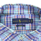 Ralph Lauren 長袖 ボタンダウンシャツ XL SLIM FIT ストレッチ ブルー チェック スモールポニー ロゴ 刺繍