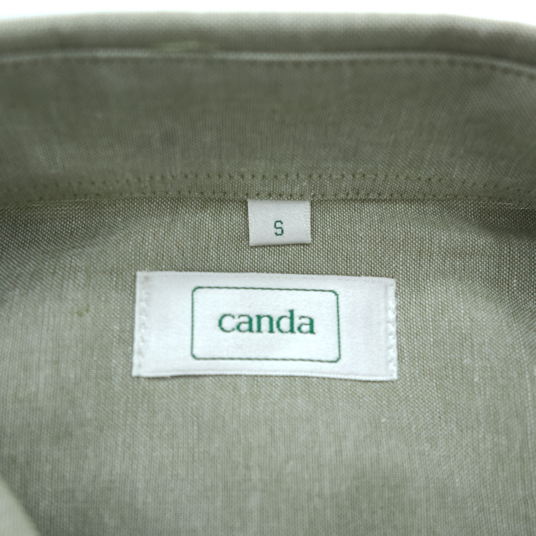 CANDA 長袖 シャツ L ライトグリーン 刺繍 コットン C&A