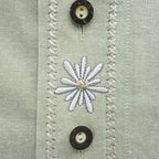 CANDA 長袖 シャツ L ライトグリーン 刺繍 コットン C&A