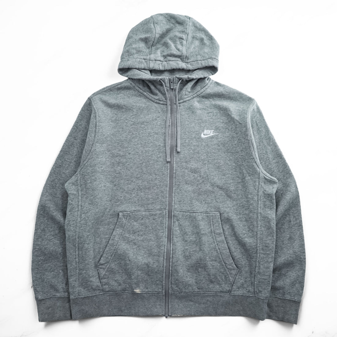 NIKE Zip Up Hoodie, Size L, Gray, Brushed Lining, One-Point Logo, BV2645-063