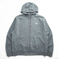 NIKE ジップパーカー L グレー 裏起毛 フロントポケット ワンポイントロゴ BV2645-063