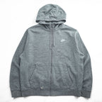 NIKE ジップパーカー L グレー 裏起毛 フロントポケット ワンポイントロゴ BV2645-063