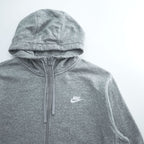 NIKE ジップパーカー L グレー 裏起毛 フロントポケット ワンポイントロゴ BV2645-063