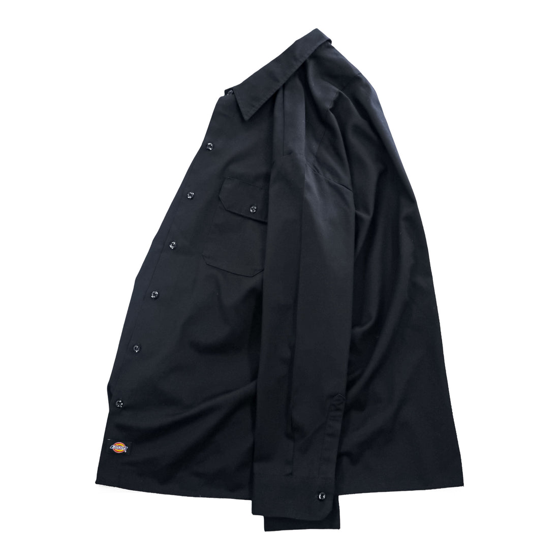 Dickies 長袖 ワークシャツ L ブラック ボックス 胸ポケット WL574BK