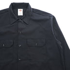 Dickies 長袖 ワークシャツ L ブラック ボックス 胸ポケット WL574BK
