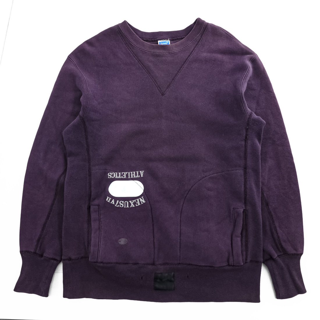 NEXUSVII. Japan Made Sweatshirt, Size M, Purple, Reverse Weave, Double V-neck, Remake, 04AW-NXS-007