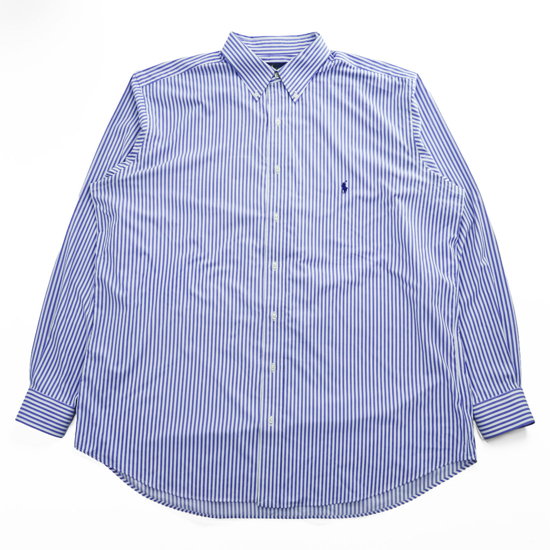 Ralph Lauren Long-Sleeve Shirt, Size XL, Blue, Stretch, Striped, Small Pony Logo Embroidery, Performance