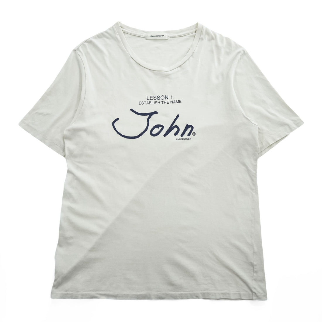 John UNDERCOVER Lesson 1 Establish the Name John Logo T-Shirt White Cotton Short Sleeve Size 4 Made in Japan