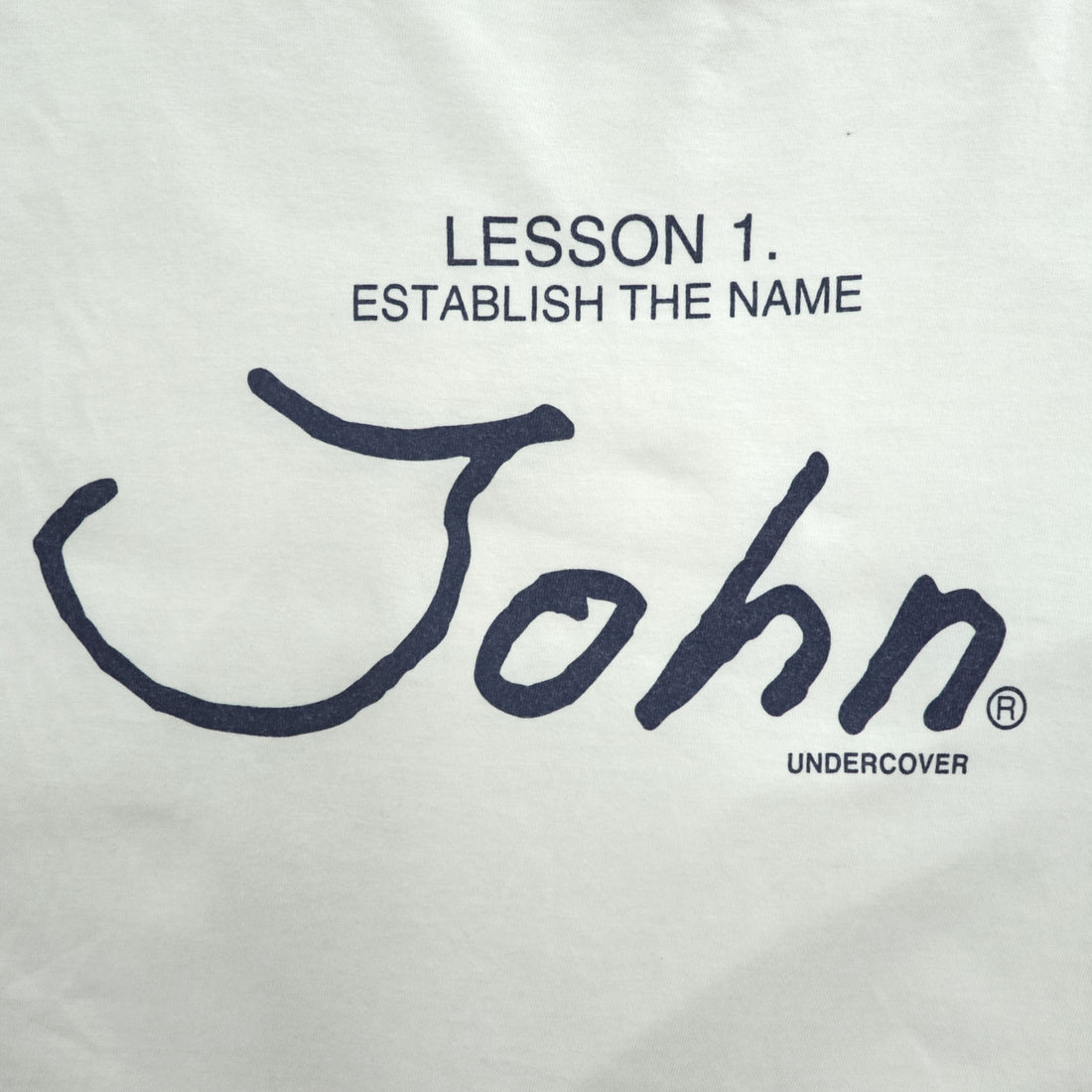 John UNDERCOVER 日本製 プリント Tシャツ XL ホワイト LESSON 1 ESTABLISH THE NAME JUL3802