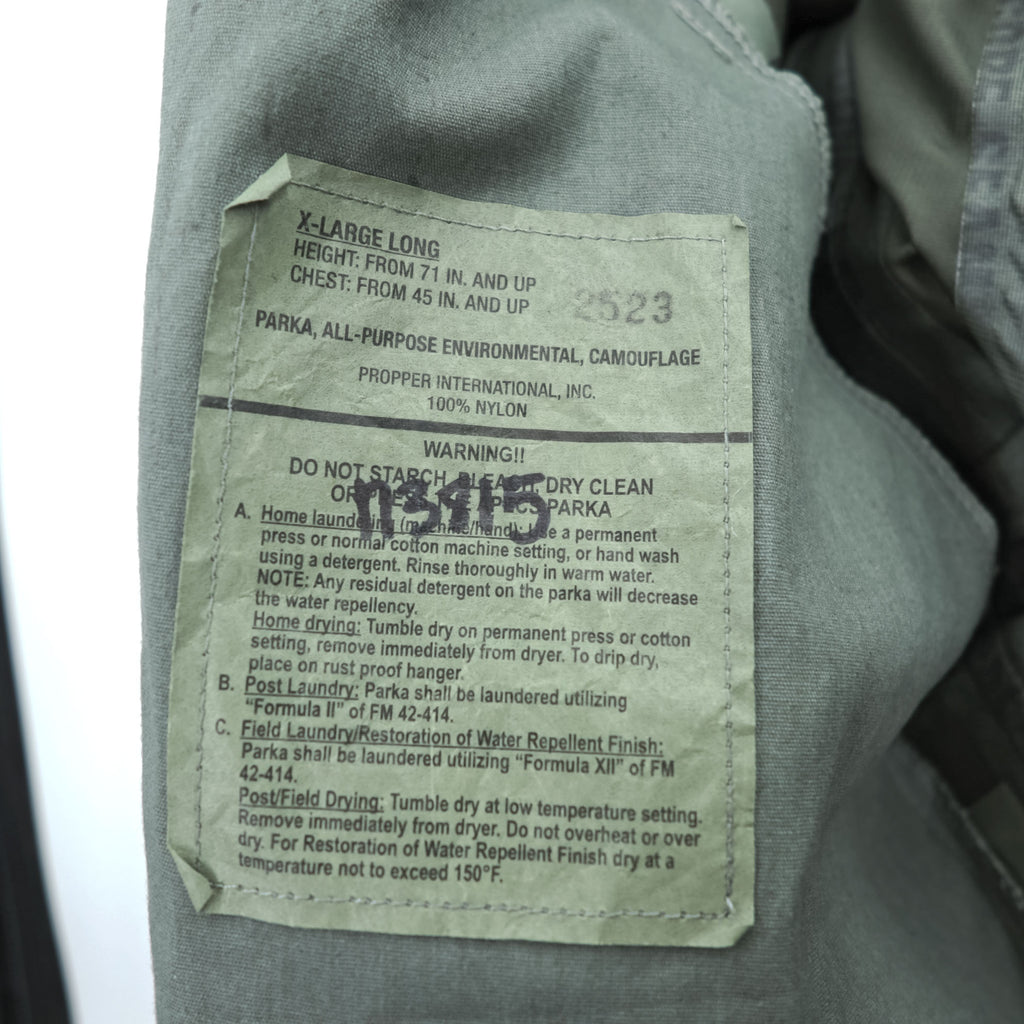 USAF APECS ABU Gore-Tex Parka Digital Tiger Camo Propper Made in USA XL Long