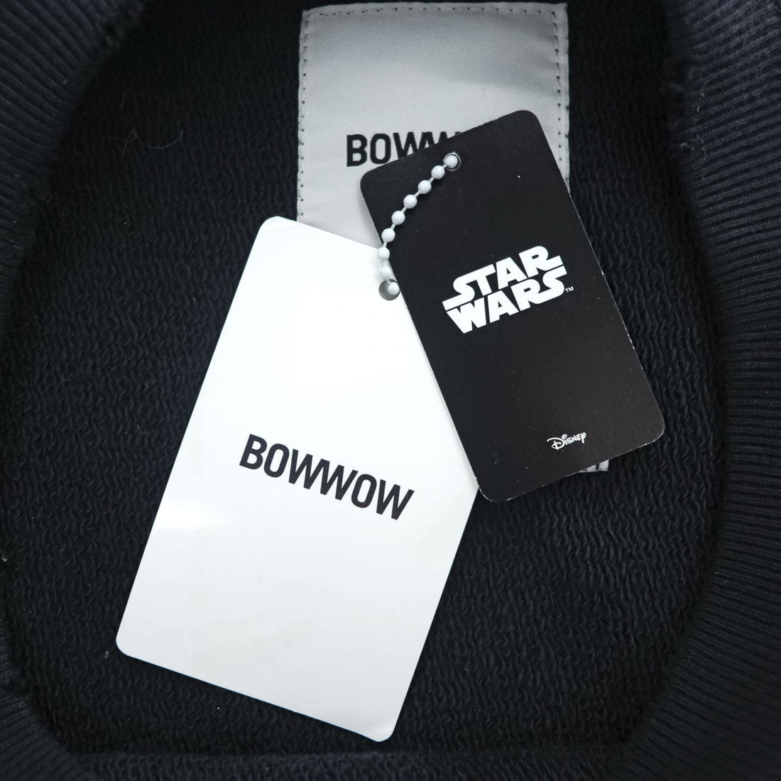 BOWWOW 日本製 ダメージ加工 リバースウィーブ スウェット トレーナー L ブラック フロッキープリント STAR WARS ヨーダ YODA