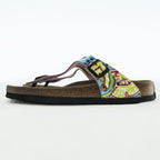BIRKENSTOCK ドイツ製 ギゼ Gizeh トング サンダル 25cm グリーン イエロー 総柄 EVAソール