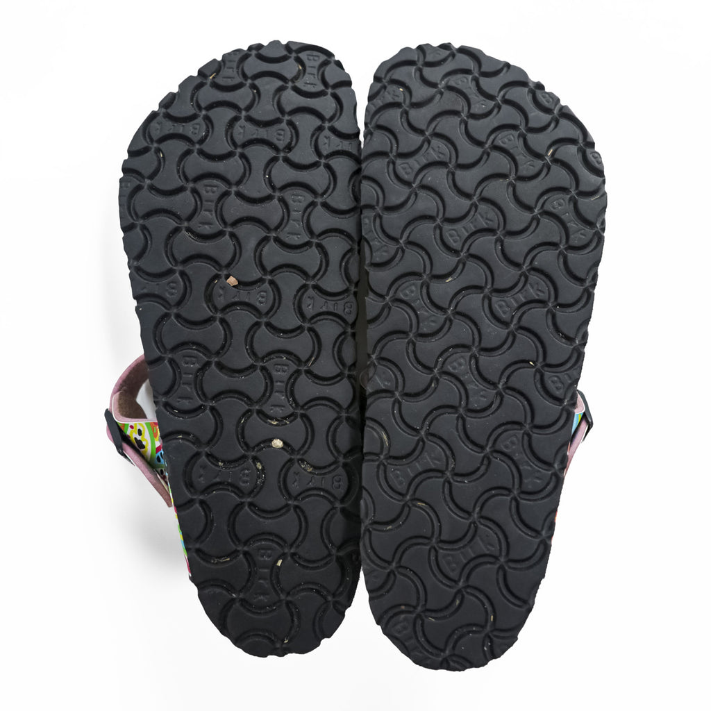 BIRKENSTOCK ドイツ製 ギゼ Gizeh トング サンダル 25cm グリーン イエロー 総柄 EVAソール