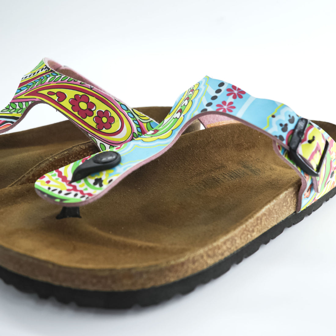 BIRKENSTOCK ドイツ製 ギゼ Gizeh トング サンダル 25cm グリーン イエロー 総柄 EVAソール