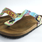 BIRKENSTOCK ドイツ製 ギゼ Gizeh トング サンダル 25cm グリーン イエロー 総柄 EVAソール