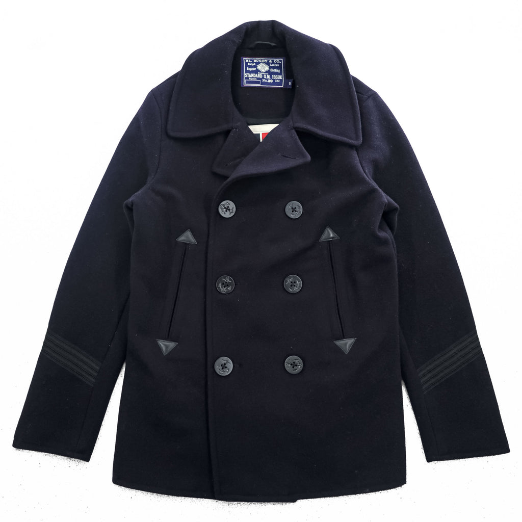 Rugby by RALPH LAUREN Pea Coat L Navy, Melton Wool,  Chin Strap, Royal Army Clothing Department