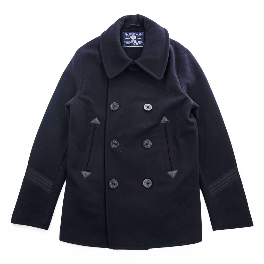 Rugby by RALPH LAUREN Pea Coat L Navy, Melton Wool,  Chin Strap, Royal Army Clothing Department