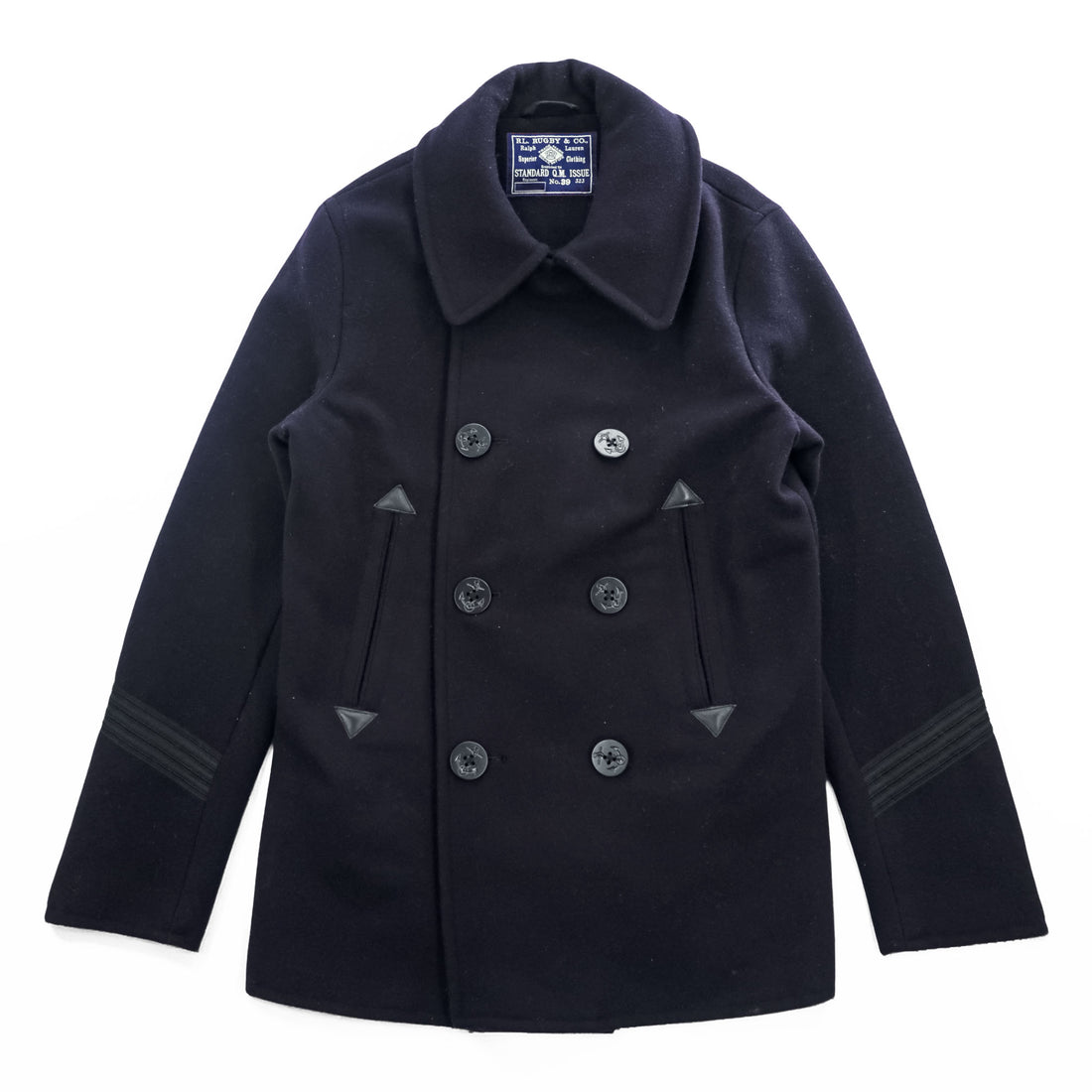 Rugby by RALPH LAUREN Pea Coat L Navy, Melton Wool,  Chin Strap, Royal Army Clothing Department