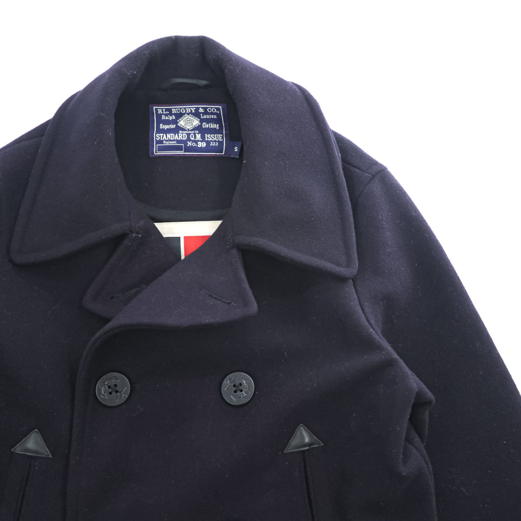 Rugby by RALPH LAUREN Pea Coat L Navy, Melton Wool,  Chin Strap, Royal Army Clothing Department