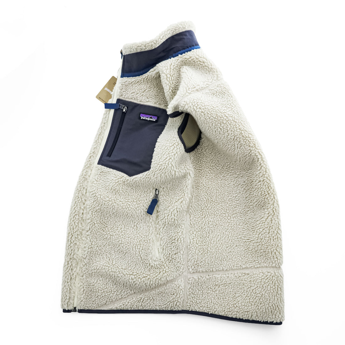 Patagonia クラシック レトロX Classic Retro X ボア フリースベスト M ナチュラル ホワイト ブルー 未使用品 23048