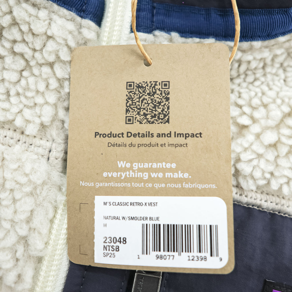 Patagonia クラシック レトロX Classic Retro X ボア フリースベスト M ナチュラル ホワイト ブルー 未使用品 23048