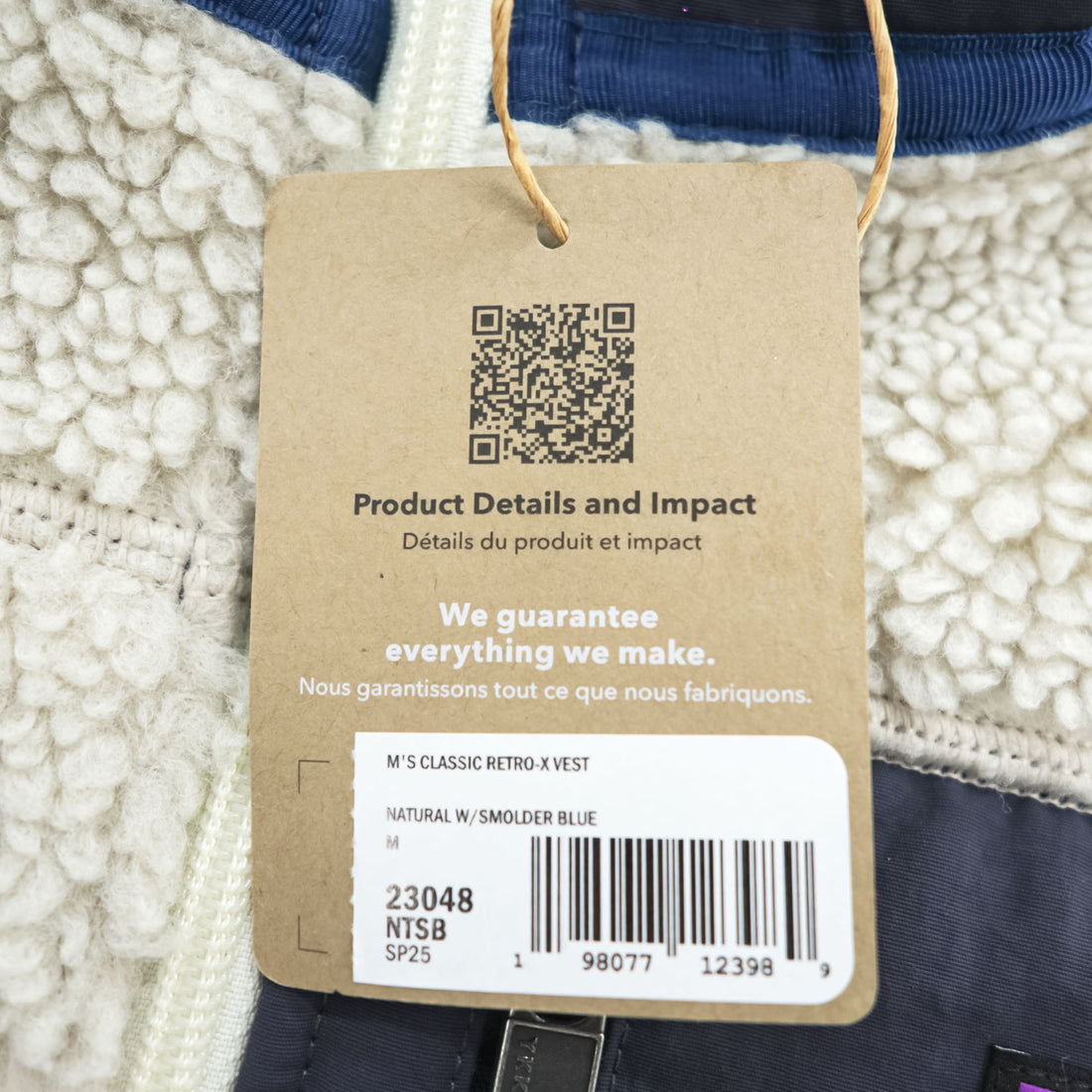 Patagonia クラシック レトロX Classic Retro X ボア フリースベスト M ナチュラル ホワイト ブルー 未使用品 23048