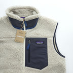 Patagonia クラシック レトロX Classic Retro X ボア フリースベスト M ナチュラル ホワイト ブルー 未使用品 23048