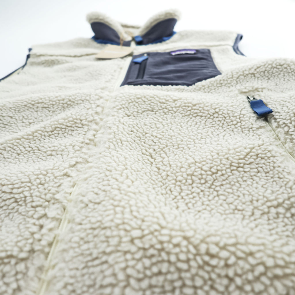 Patagonia クラシック レトロX Classic Retro X ボア フリースベスト M ナチュラル ホワイト ブルー 未使用品 23048
