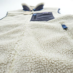 Patagonia クラシック レトロX Classic Retro X ボア フリースベスト M ナチュラル ホワイト ブルー 未使用品 23048