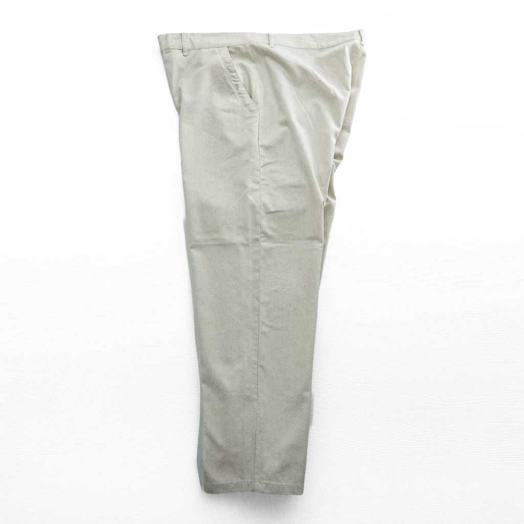 Rhythm Customs Linen Cotton Pants Off White Relaxed Straight Leg Button Fly Casual Trousers