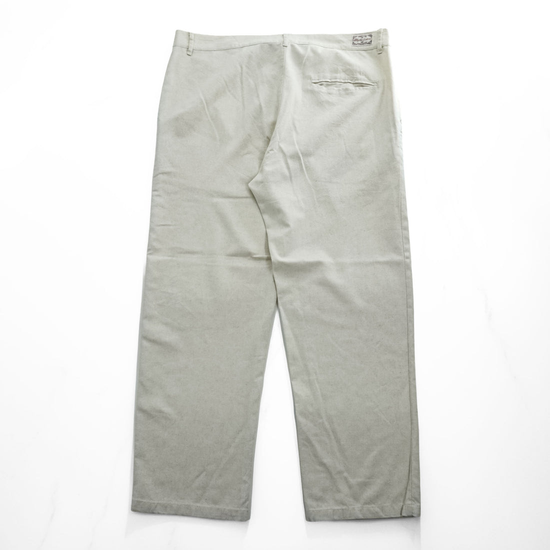 Rhythm Customs Linen Cotton Pants Off White Relaxed Straight Leg Button Fly Casual Trousers