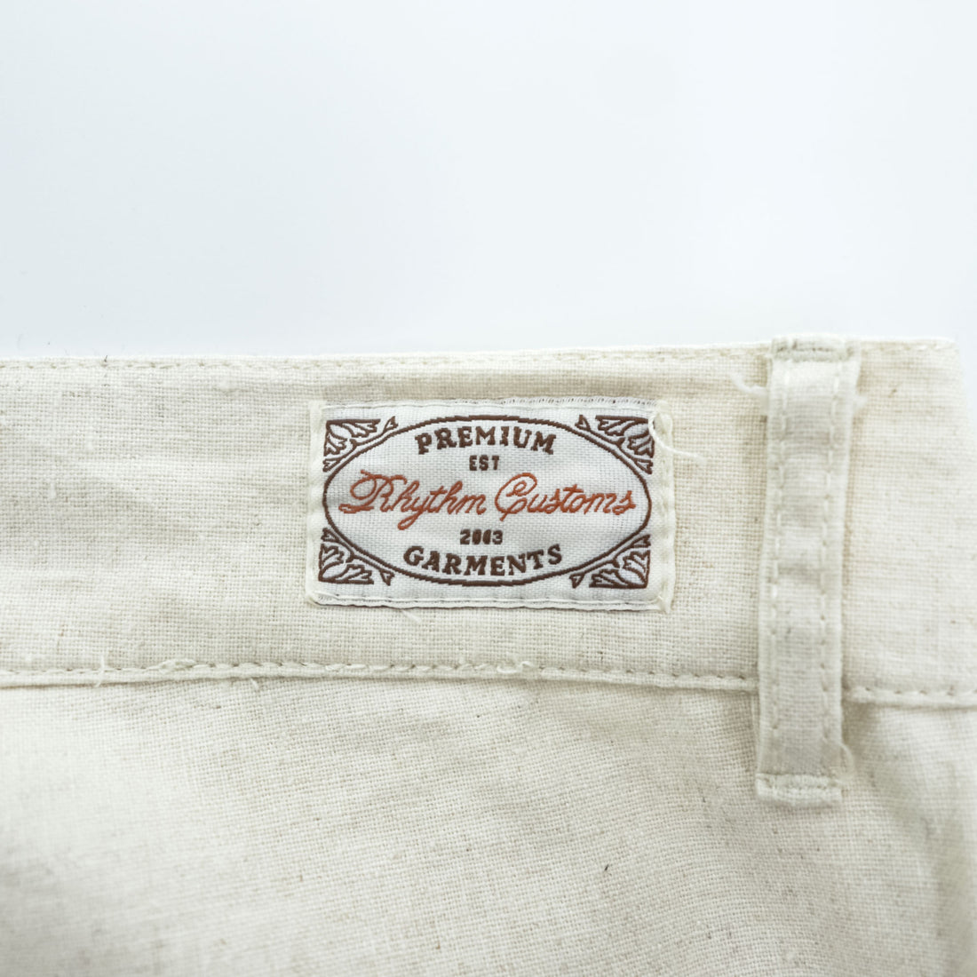 Rhythm Customs Linen Cotton Pants Off White Relaxed Straight Leg Button Fly Casual Trousers