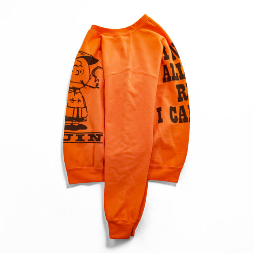 Black Weirdos Japan Made Sweatshirt, Size S, Orange, Brushed Lining, PEANUTS Charlie Print, Crewneck Sweatshirt 25AAW-SW02