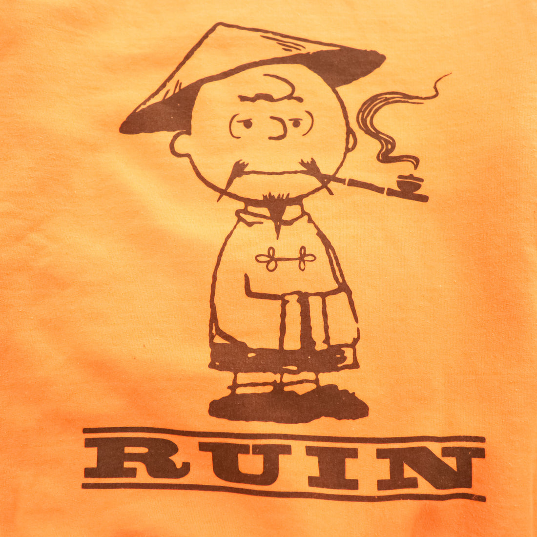 Black Weirdos × SUPPLY 日本製 RUIN スウェット PEANUTS Charlie Brown トレーナー S オレンジ 裏起毛 プリント 25AAW-SW02