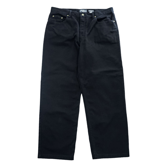 Eddie Bauer 90年代 ヴィンテージ ブラック デニムパンツ ジーンズ L ワイドテーパード ジッパーフライ RELAXED FIT