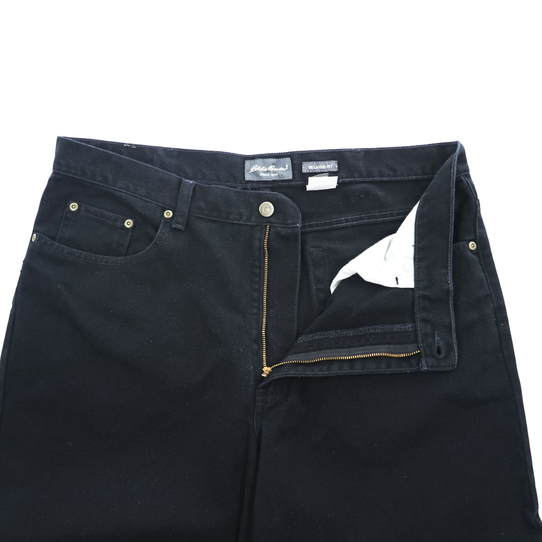 Eddie Bauer 90s Vintage Denim Pants Jeans, Size L, Black, Relaxed Fit