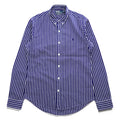 Polo Ralph Lauren 90年代 ヴィンテージ 長袖 ストライプ  ボタンダウンシャツ M ブルー SLIM FIT スモールポニー ロゴ 刺繍