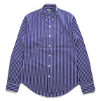 Polo Ralph Lauren 90年代 ヴィンテージ 長袖 ストライプ  ボタンダウンシャツ M ブルー SLIM FIT スモールポニー ロゴ 刺繍