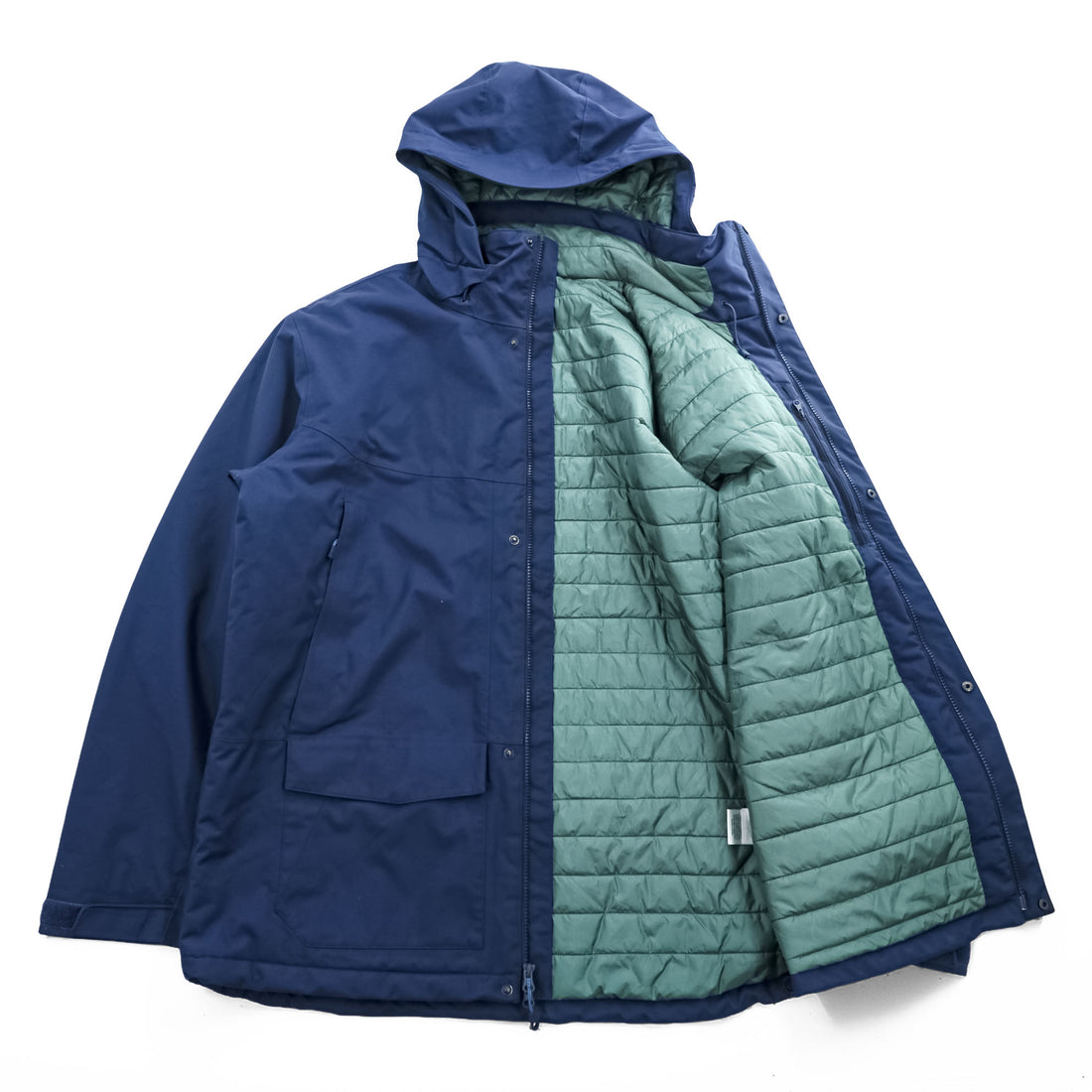 Mountain Hardwear Hooded Insulated Shell Jacket Navy Nylon Quilted Lining OM1575 Men’s XL/TG