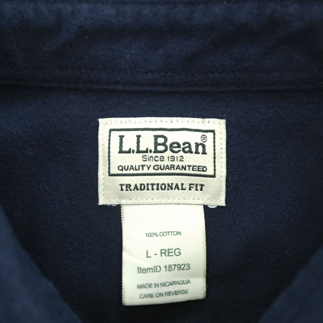 L.L.Bean シャモアクロス TRADITIONAL FIT 長袖 ワークシャツ L ネイビー コットン 187923