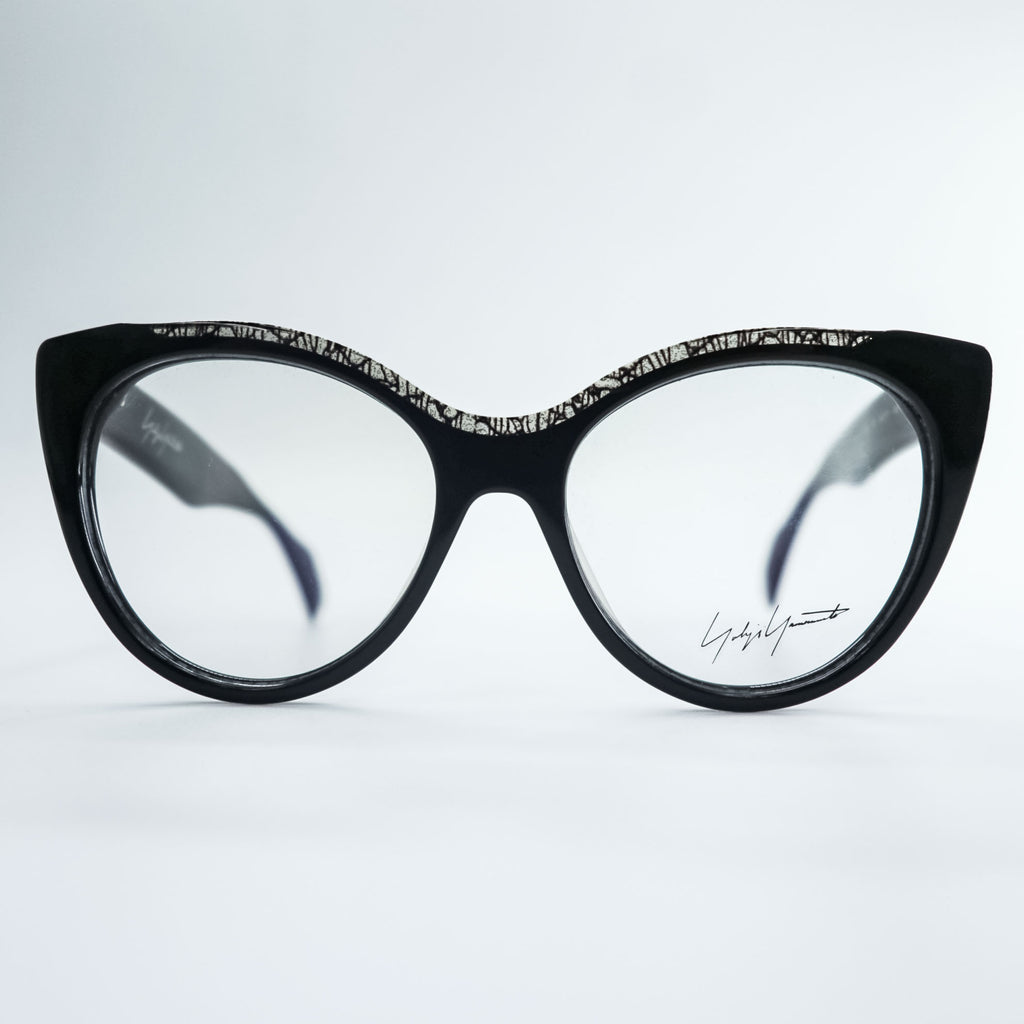 Yohji Yamamoto YY1034 019 Black Cat Eye Eyeglasses Frame 54-17-145