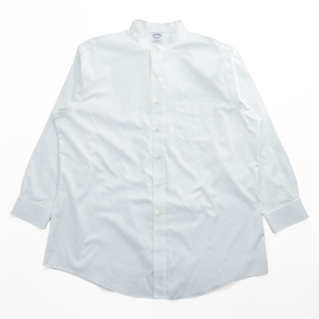 Brooks Brothers Band Collar Long Sleeve Shirt White XL SLIM FIT